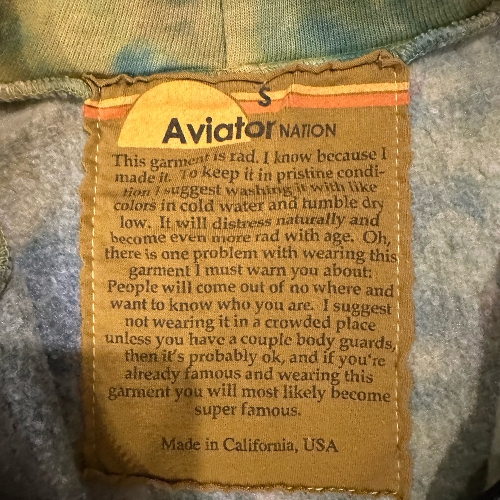 Aviator Nation Green Tie-Dye Zip Hoodie - Picture 3 of 4